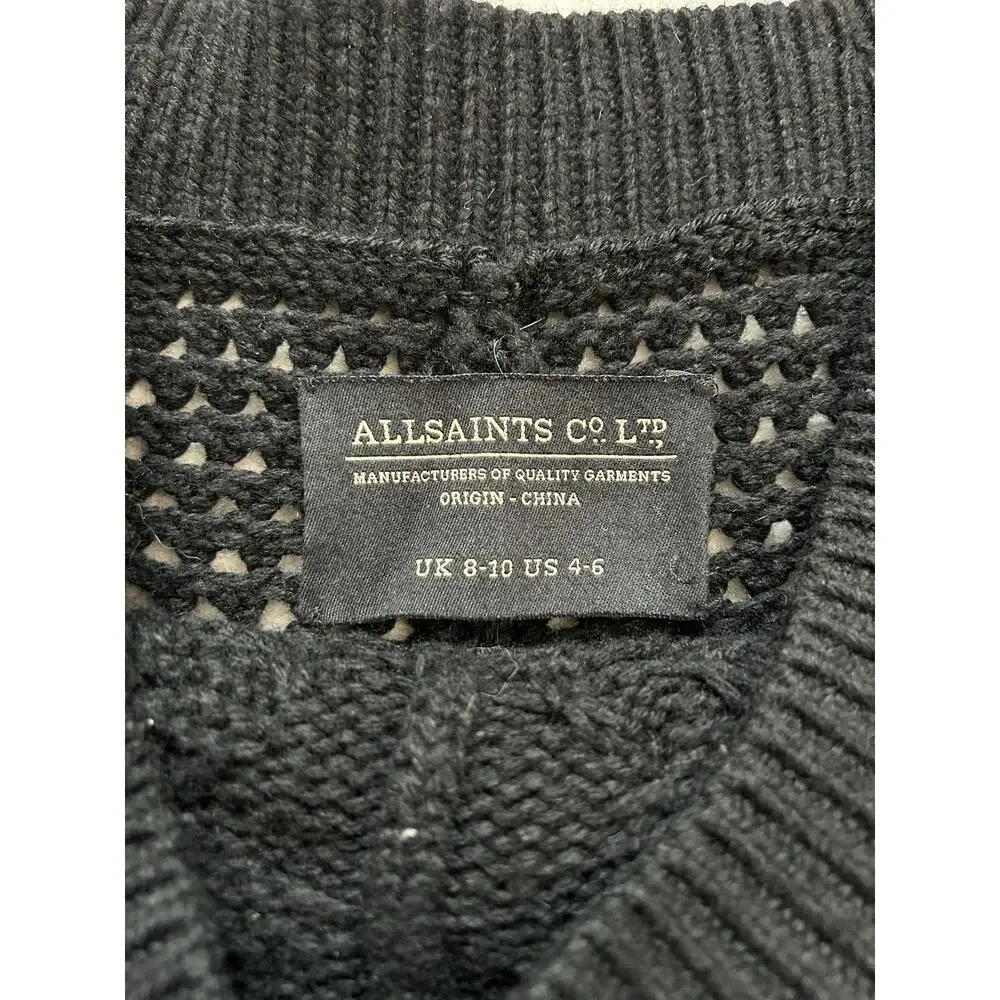 Allsaints Open Knit Erbus Black Pullover Hi Low Cape  Size 4 - 6 Small - Picture 8 of 11